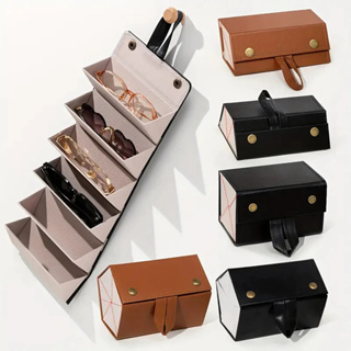 Porta Óculos Estojo Portátil Organizador Viagem Necessaire Dobrável Divisórias em Oferta na Shopee