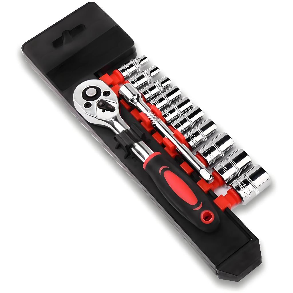 Conjunto de Soquete Sextavado 1/2 Polegada com Catraca 12 Peças 10-24mm com Extensão em Oferta na Shopee