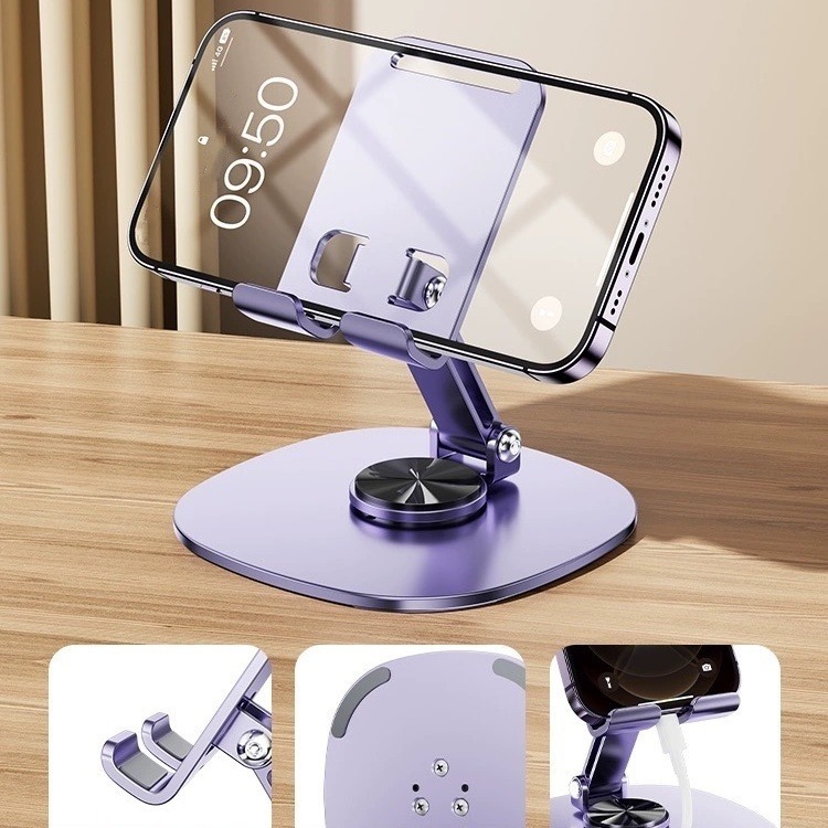 Suporte Celular Giratório Dobrável Metal Apoio Tablet Mesa Portátil para Carro Escritorio Casa -V8