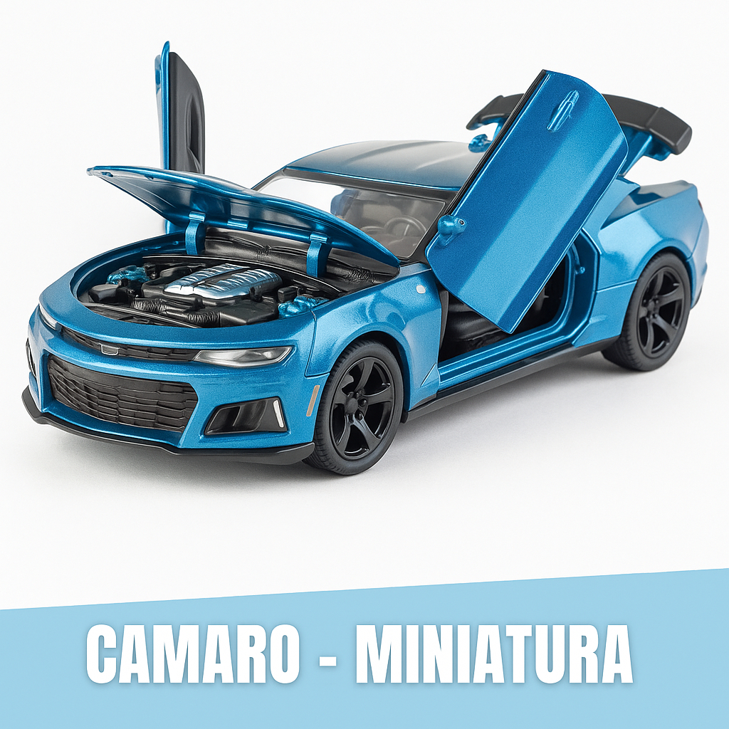 Camaro Azul Carrinho Colecionável em Metal Modelo Camaro Com Portas Que Abrem e Capo. Original