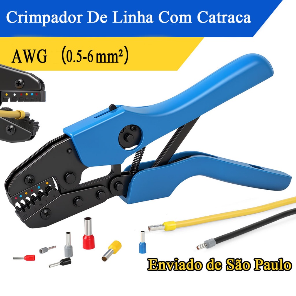 Ferramenta De Crimpagem Para Terminais De Mangas, Anéis E Pontas De Agulhas - Crimpador De Linha Com Catraca