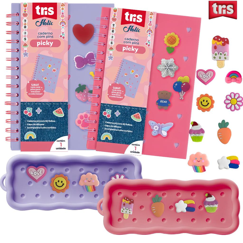 Kit Caderno A5 80 Folhas C/Pautas Capa E Estojo Em Silicone Com Furinhos Para Jibbitx-Personalize Igual Crocs