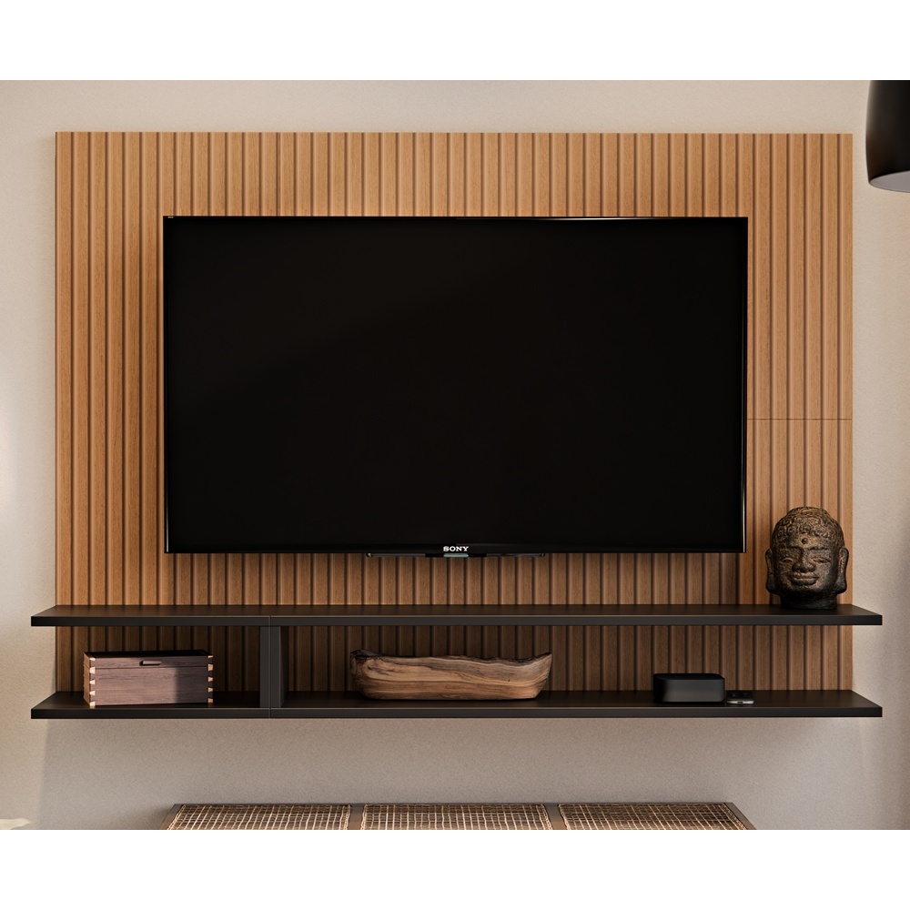 Painel Para TV Suspenso Sala / Quarto Prateleiras Nichos 50 Polegadas Smart MILÃO