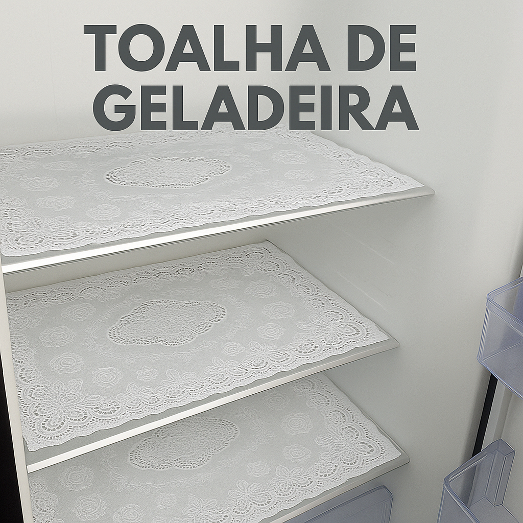 Toalhas de Geladeira Kit com 3 PVC Renda Centro Bandeja Lavável 45x30cm