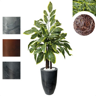Planta Brasileirinho Artificial Croton Vaso Cone Marmore Pedra em Oferta na Shopee