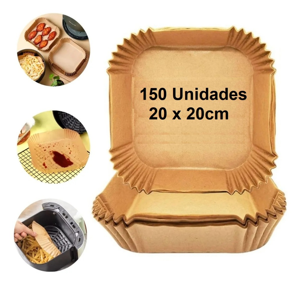 Kit 150 Formas Papel P/ Airfryer Forro Antiaderente Quadrada em Oferta na Shopee