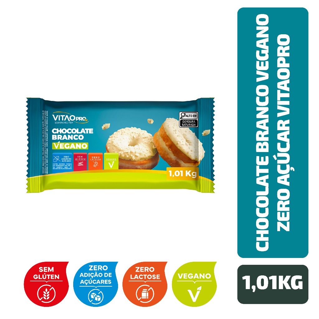 Chocolate Branco Vegano Zero Açúcar VitaoPRO 1,01 Kg