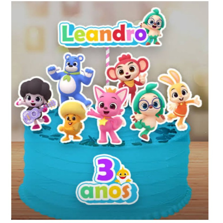 TOPO DE BOLO PINKFONG BABY SHARK, PERSONALIZADO, festa infaltil, topper de bolo, temáticos, aniversário, mesversário