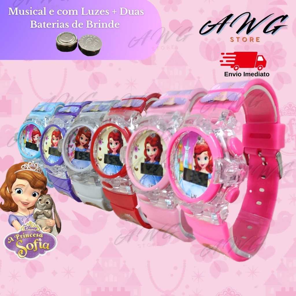 Relógio Disney Princesa Sofia com LED e Músical | Envio Imediato l Bateria Extra