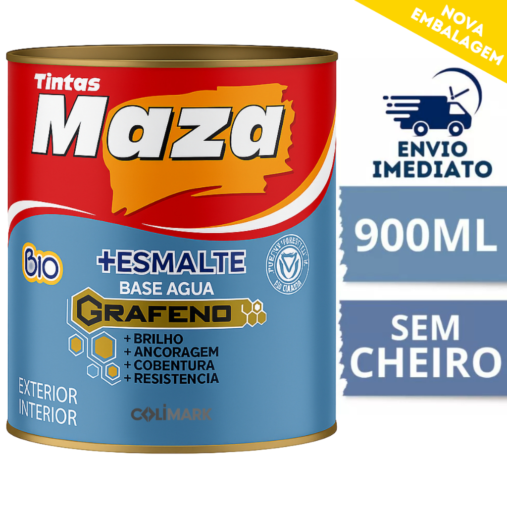 Tinta Esmalte A Base de água Brilhante Todas as Cores Maza 900ML Grafeno para Azulejos Paredes Madeira em Oferta na Shopee