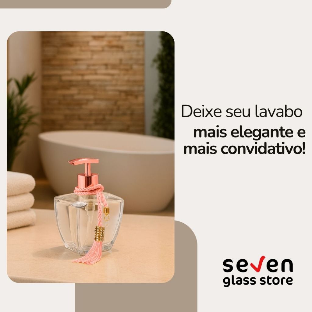 01 Vidro P/ Lavabo Banheiro Frascos Estrela Transparente 280ml C/ Válvula Saboneteira Luxo — imagem 2 de 2