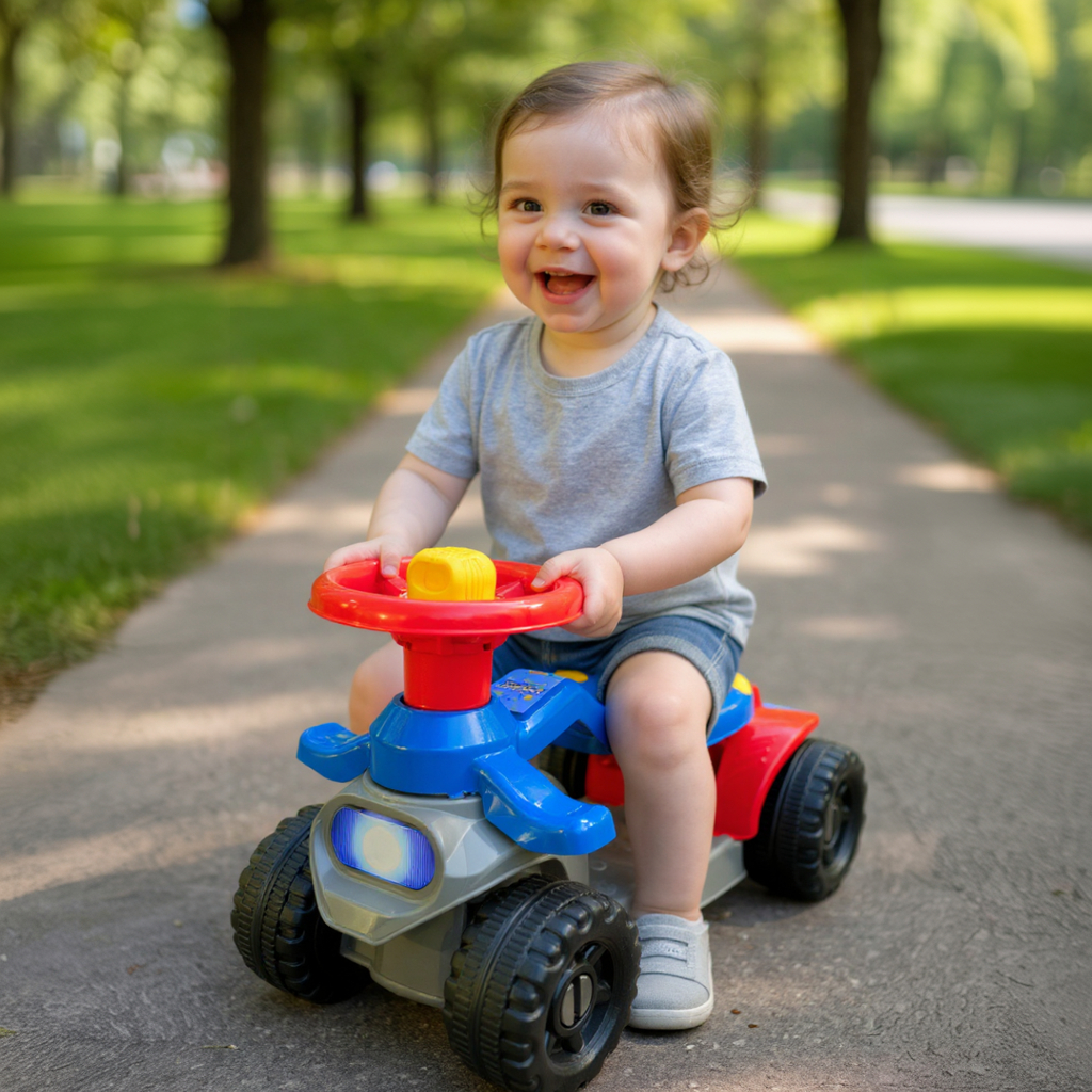 Carrinho Andador Gira Gira Passeio Menino – Buzina, Freio, Rodas Reforçadas + Adesivos Divertidos Queen Shop em Oferta na Shopee