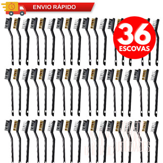 Conjunto 36 Escova De Aço Multiuso Em  Nylon, Aço, Latão Para Limpeza Pesada E Uso Profissional