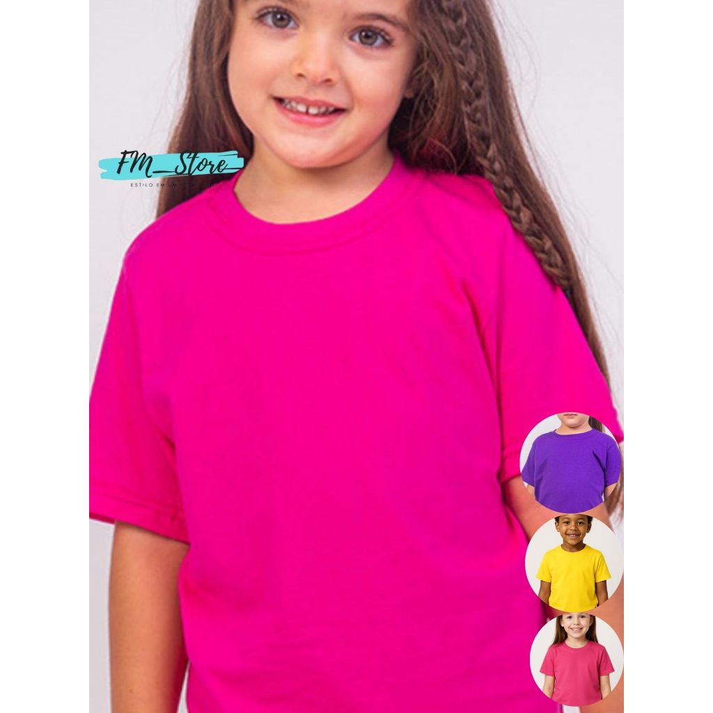 Camiseta Infantil Algodão Lisa| Tamanhos 4 ao 14 – Conforto e Estilo em Oferta na Shopee