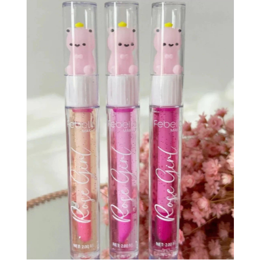 Kit 1/2/3  Gloss Ursinho Mágico Brilho Labial Maquiagem Rose Girls Febella