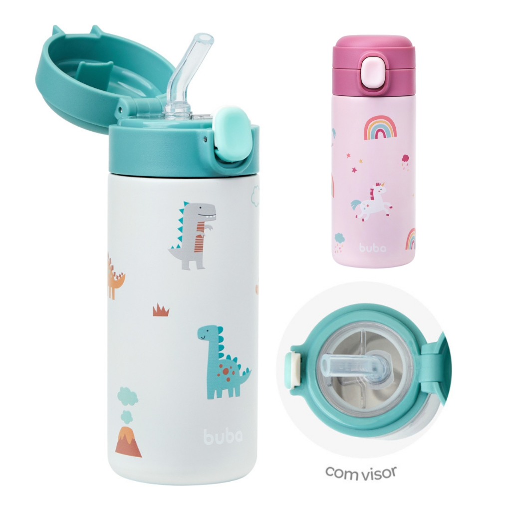 Garrafa Térmica Buba com Canudo de Silicone Garrafinha Térmica Infantil Buba Menino e Menina em Oferta na Shopee