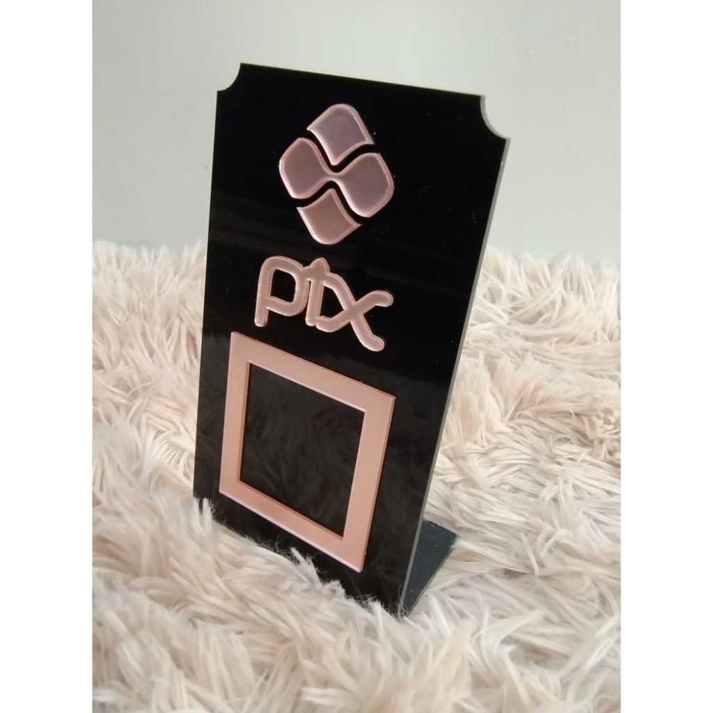 Placa Pix QRCode Display Acrílico Pagamento Loja balçao caixa