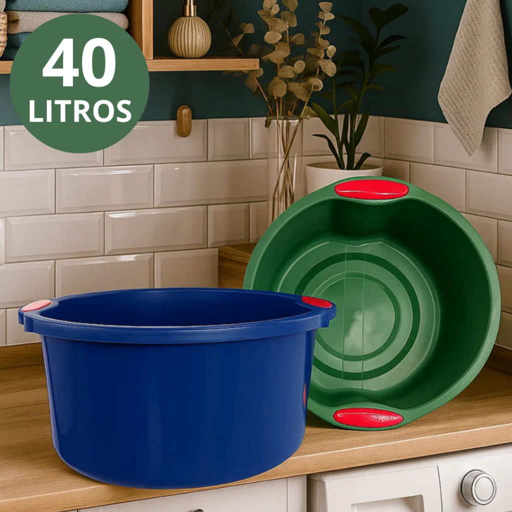 BACIA TACHO 40 LITROS FORTE REFORÇADA COM ALÇA LAVANDERIA PISCINA INFANTIL PET CACHORRO SORTIDAS em Oferta na Shopee
