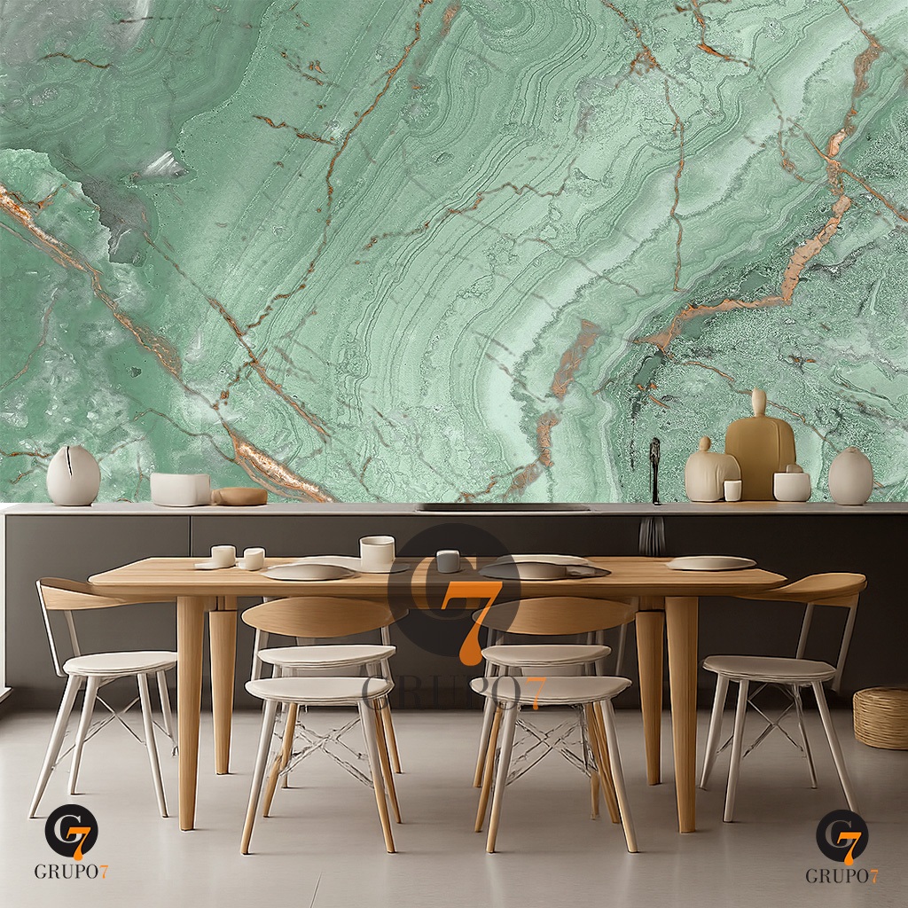 Papel de Parede Para Sala Adesivo Lavável Mármore Verde Alpi Quarto Cozinha Escritório Estudio 3D
