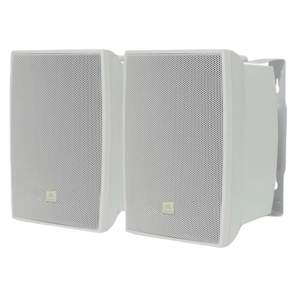 Par De Caixa Acústica JBL C621B 100W Branca Com Suporte Para Som Ambiente 6 Polegadas C621