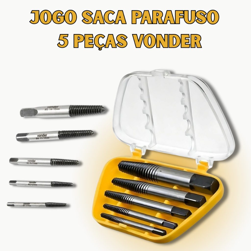 Jogo Saca Parafuso 5 Peças CR-Mo Profissional Vonder Premium Resistente — R$ 59,00 em Shopee