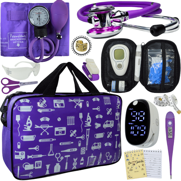 Kit Enfermagem Bolsa Estagio Oximetro Estetoscopio