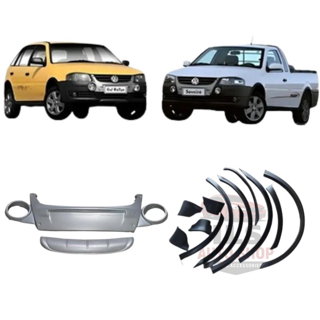 Kit Molduras Spoiler Aplique Saia Alargador Para Choque Paralama Vw G4 Rallye Surf Gol/ Saveiro