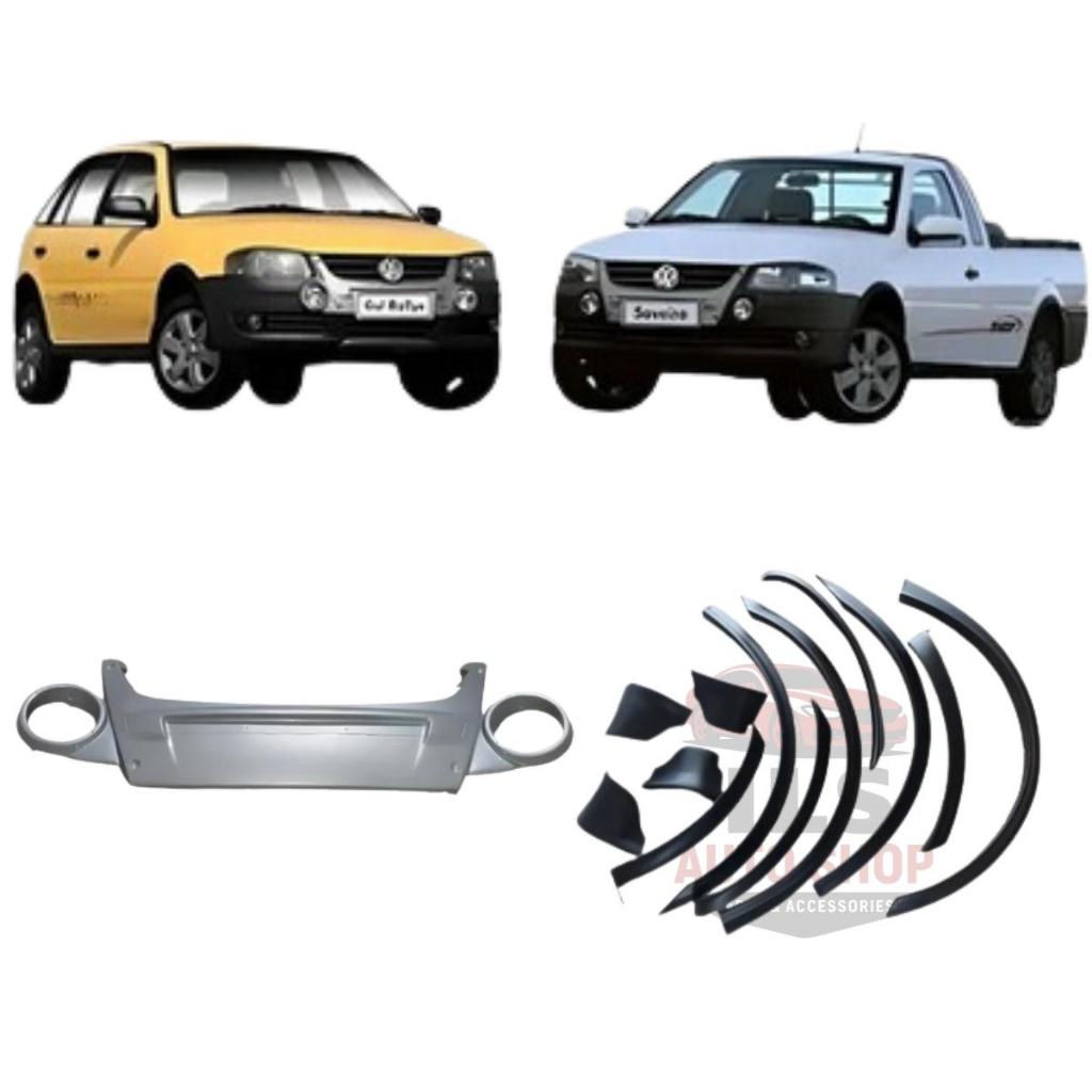 Kit Molduras Spoiler Aplique Saia Alargador Para-Choque Paralama Vw G4 Gol Rallye/ Saveiro Surf