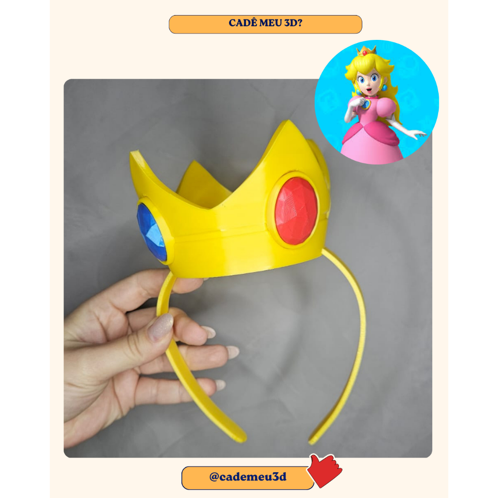 Coroa Arco Princesa Peach – Mario Bros – Impressão 3D PLA – Cosplay e Decoração