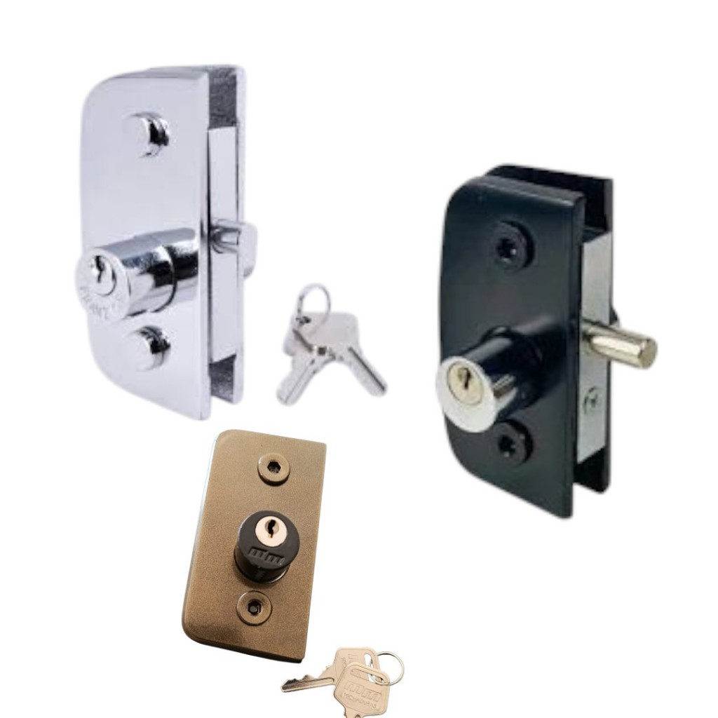 fechadura porta de vidro pivotante bronze preto cromado em Oferta na Shopee