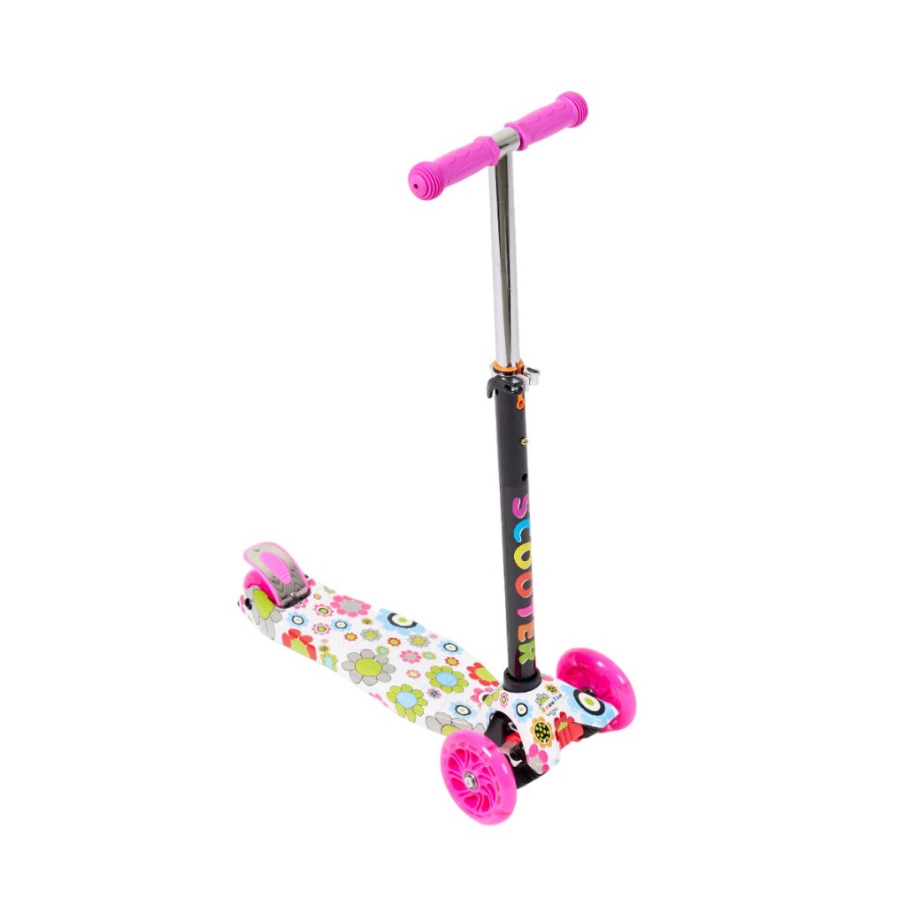 Patinete Infantil Estampados 4 Rodas Led nas Rodas Radical Seguro Menino Menina Infantil Criança