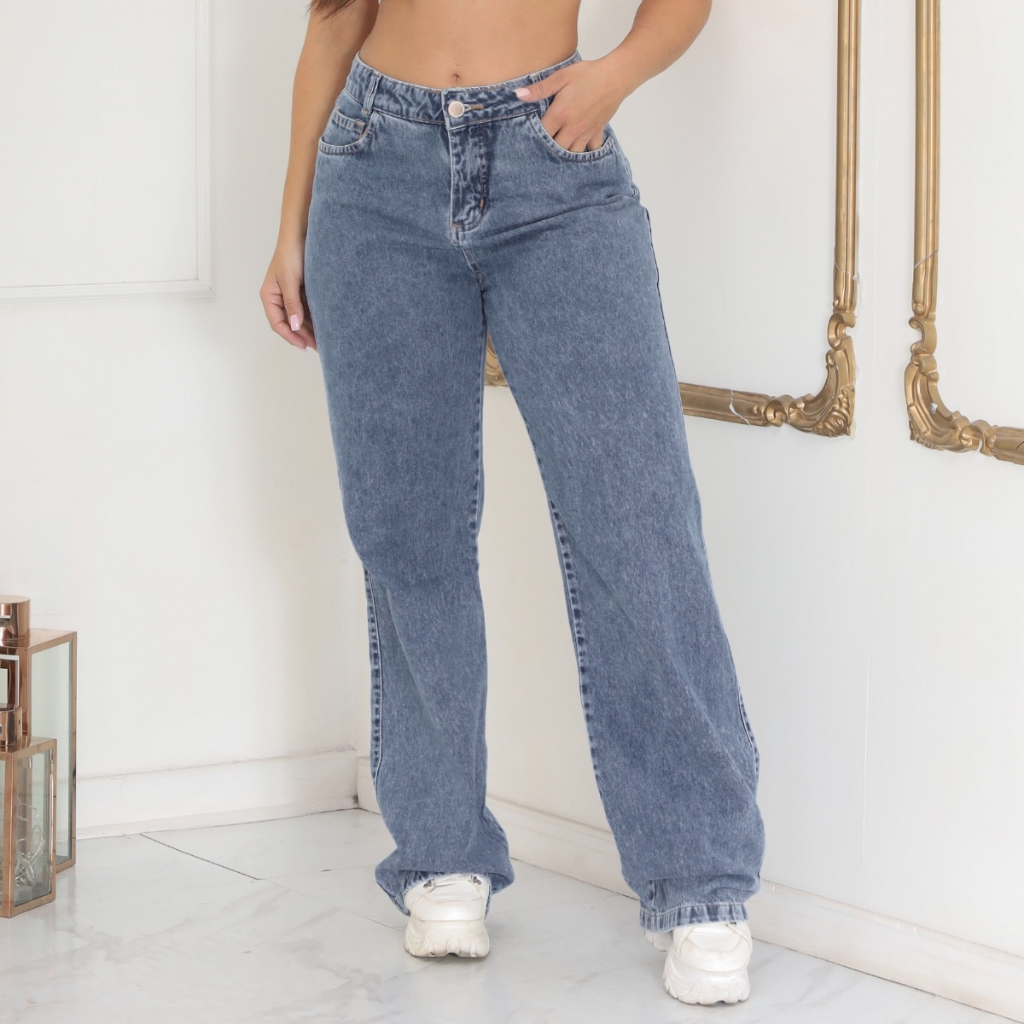 Calça Jeans Feminina Wide Leg Cintura Alta Stillger Jeans