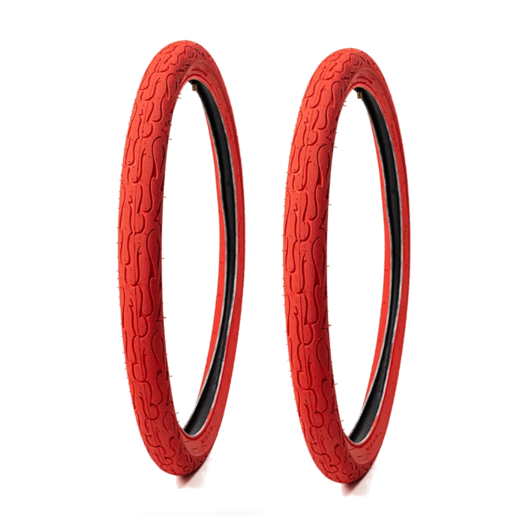 Pneu Aro 26 Flame Balao Bicicleta Fire Fogo Liso 26x2.125 DH Slick GTA VERMELHO
