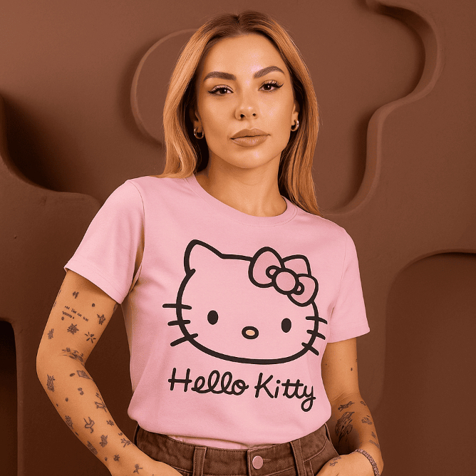 Blusa Feminina T-Shirt Hello Kitty 100% Algodão Premium Conforto Casual em Oferta na Shopee
