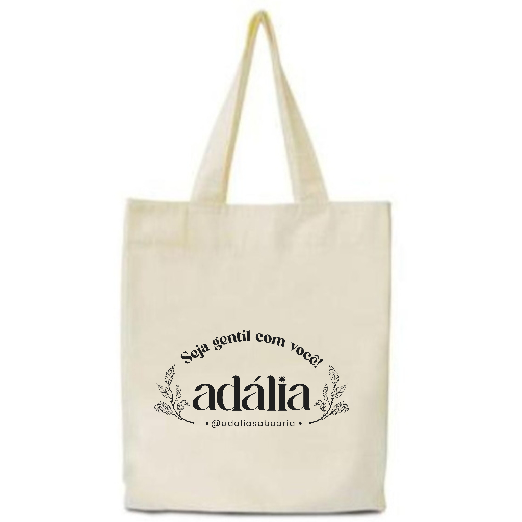 Kit 50 Sacolas Algodão 20x25 Alça de Mão Personalizada Silk 1 cor 10x14 com Logomarca