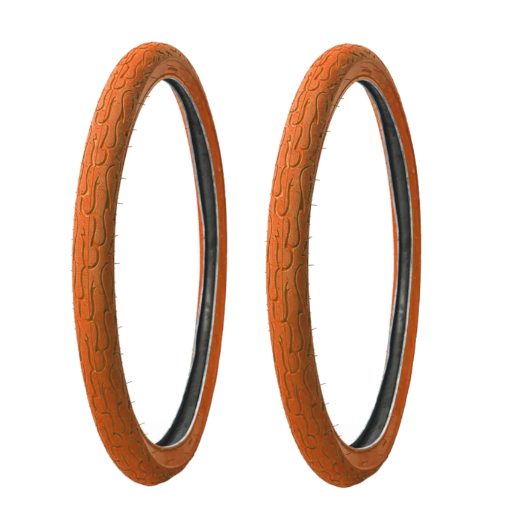 Pneu Aro 26 Flame Balao Bicicleta Fire Fogo Liso 26x2.125 DH Slick GTA LARANJA
