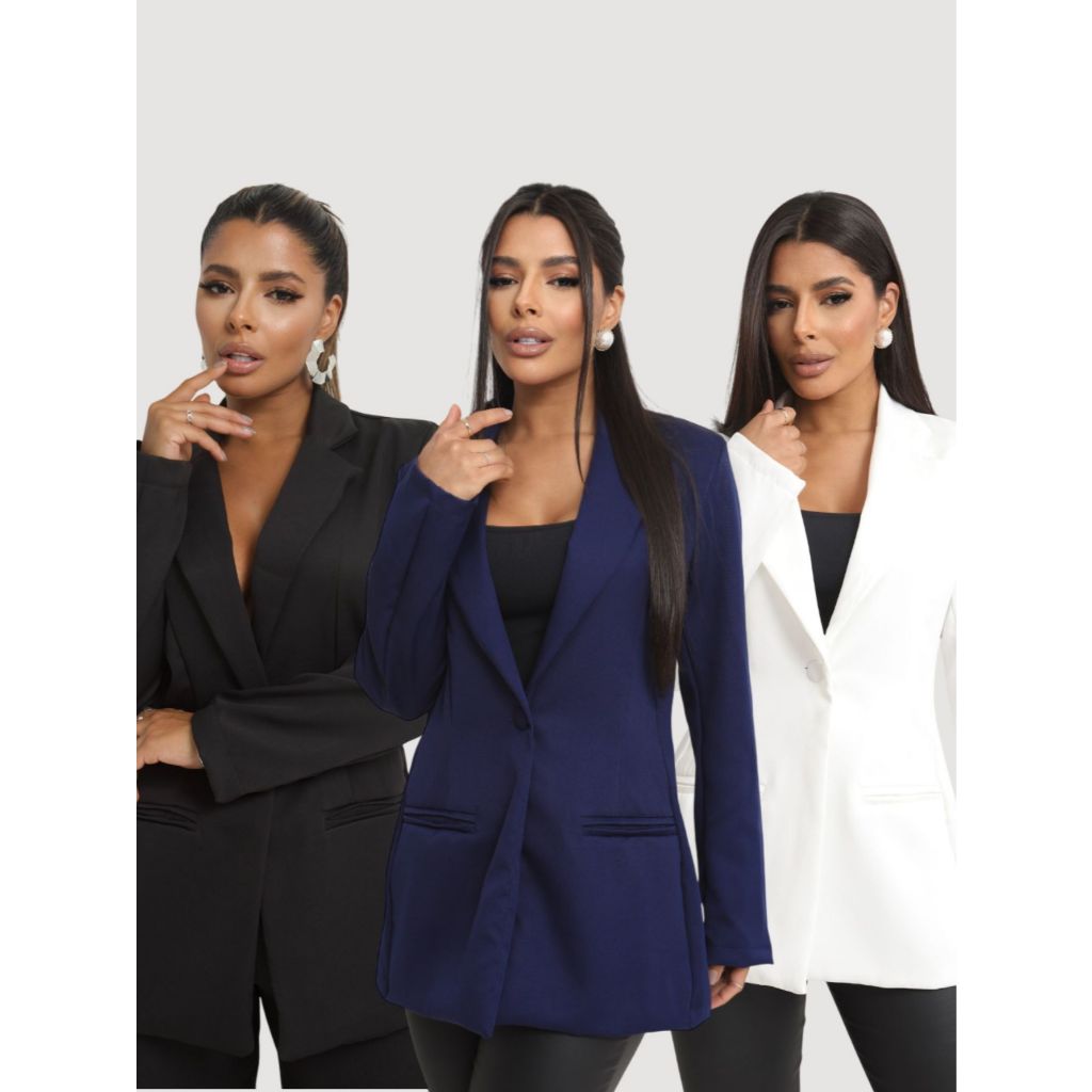 Kit 3 Blazers Alfaiataria Feminino Social Terninho