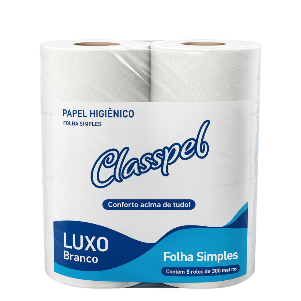 Papel Higiênico Rolão Classpel Luxo Branco 300 Metros C/8 Rolos