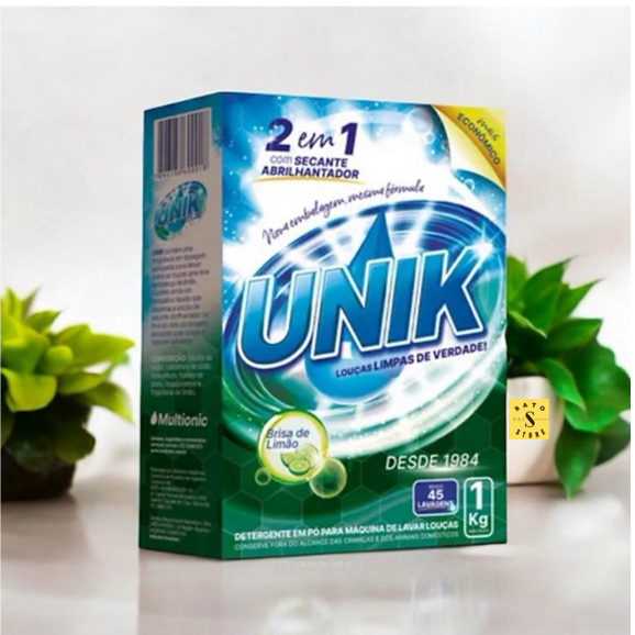 Detergente Pó Máquina de Lavar Louça 1 KG Unik Secante e Abrilhantador