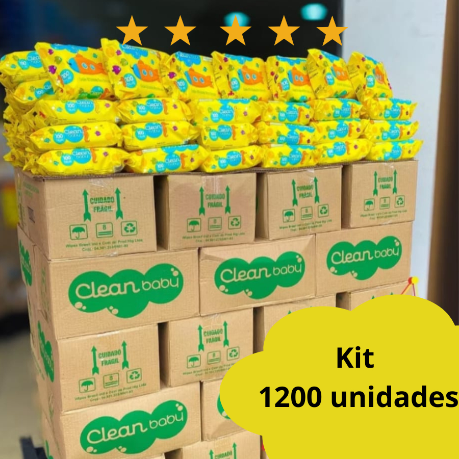 Caixa 12 Pacotes Toalhas Umedecidas Clean Baby com 100 cada