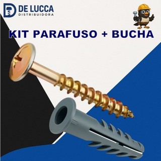 Kit Parafuso Chipboard Flangeado Philips 5,0x40 + Bucha com Anel Aba 8 mm