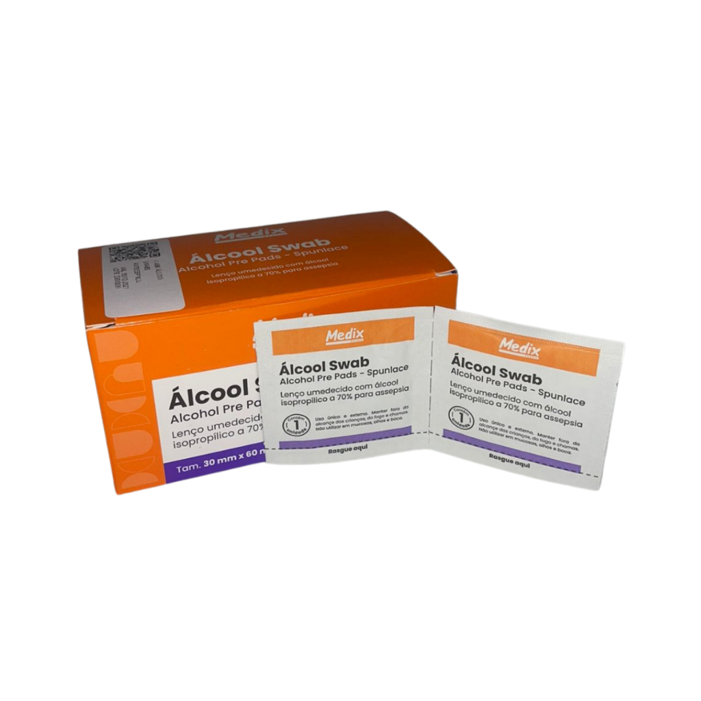 Lenço Umedecido p/ Assepsia Álcool Swab Cx 100Un - Medix ou Uniqmed em Oferta na Shopee