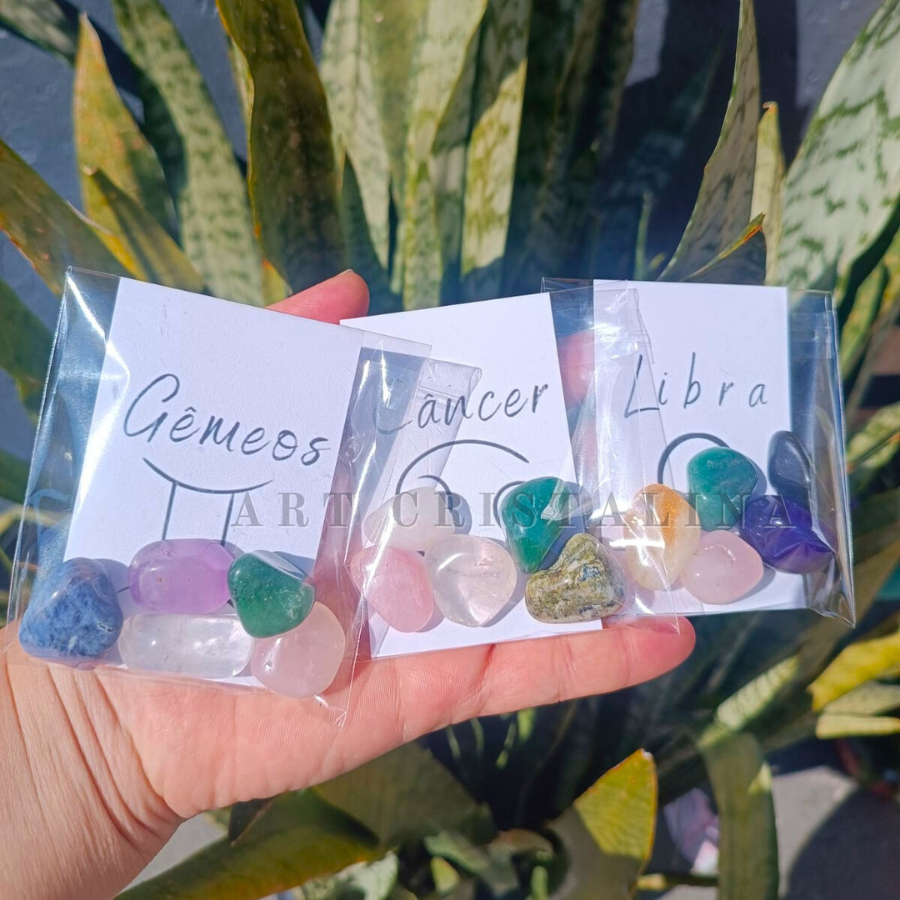 Imagem Kit de Pedras Dos Signos Cristais Naturais Energia de Cada Signo.