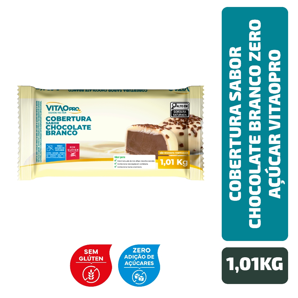 Cobertura Sabor Chocolate Branco Zero Açúcar VitaoPRO 1,01 Kg em Oferta na Shopee