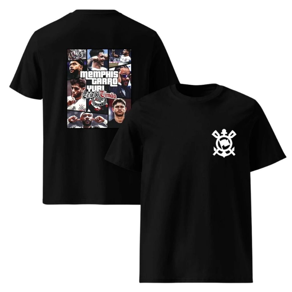 Camiseta Estampada Personalizada Memphis Depay Yuri Garro Corinthians Timão Camisa 100% Algodão Adulto Unissex