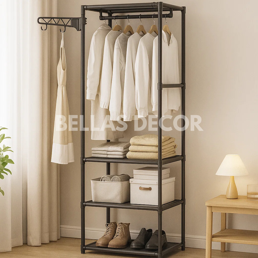Arara de Roupas Com Cabideiro Multiuso –  Ideal para Quarto, Loja ou Lavanderia