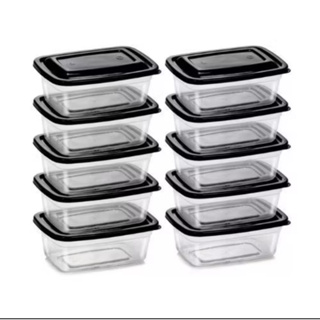 kit 10 ou 5 Potes 1 litro Transparente com tampa Marmita Fitness Organizador Microondas Freezer BPA Free em Oferta na Shopee