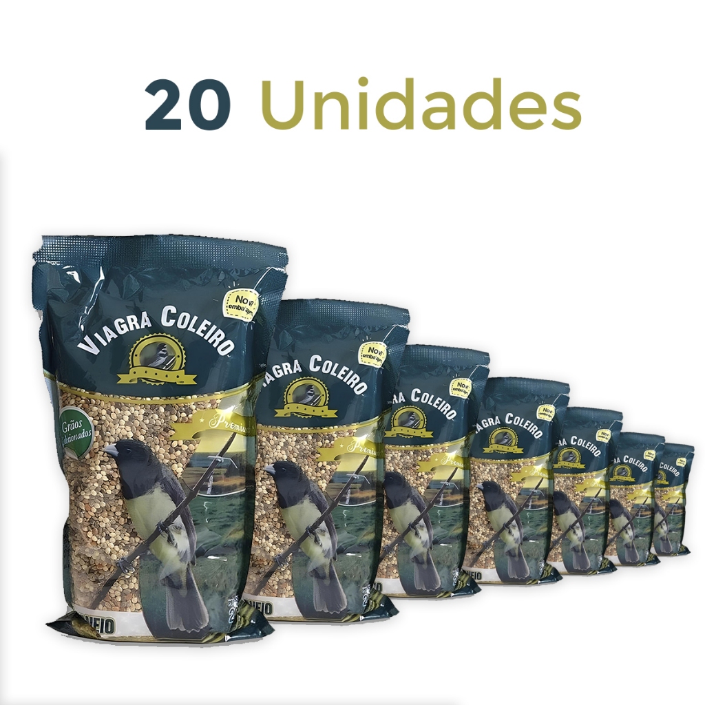 Kit 20 Un Viagra Coleiro Ração Para Passaro Campeão Canto Trinca Ferro Curio Papa Capim Canario Vitaminas Sementes