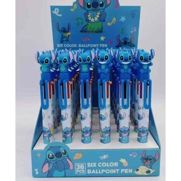 Kit de 6/12 Peças Caneta Esferográfica de 6 Cores com Desenho Stitch 6 Cores Multicolor Presente De Papelaria em Oferta na Shopee