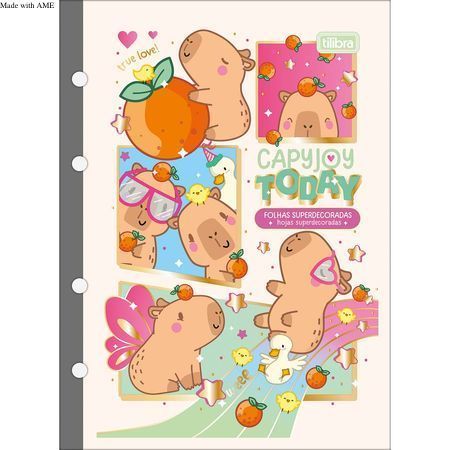 Bloco Refil Para Fichário Colegial (médio) Capivara Capyclub 80 Folhas Tilibra